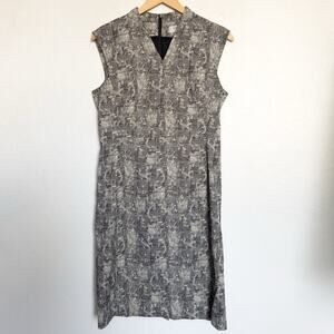 MM. LaFleur Dress 8 Aditi Crackle Sleeveless Zip V Neck Work Office Knee Length